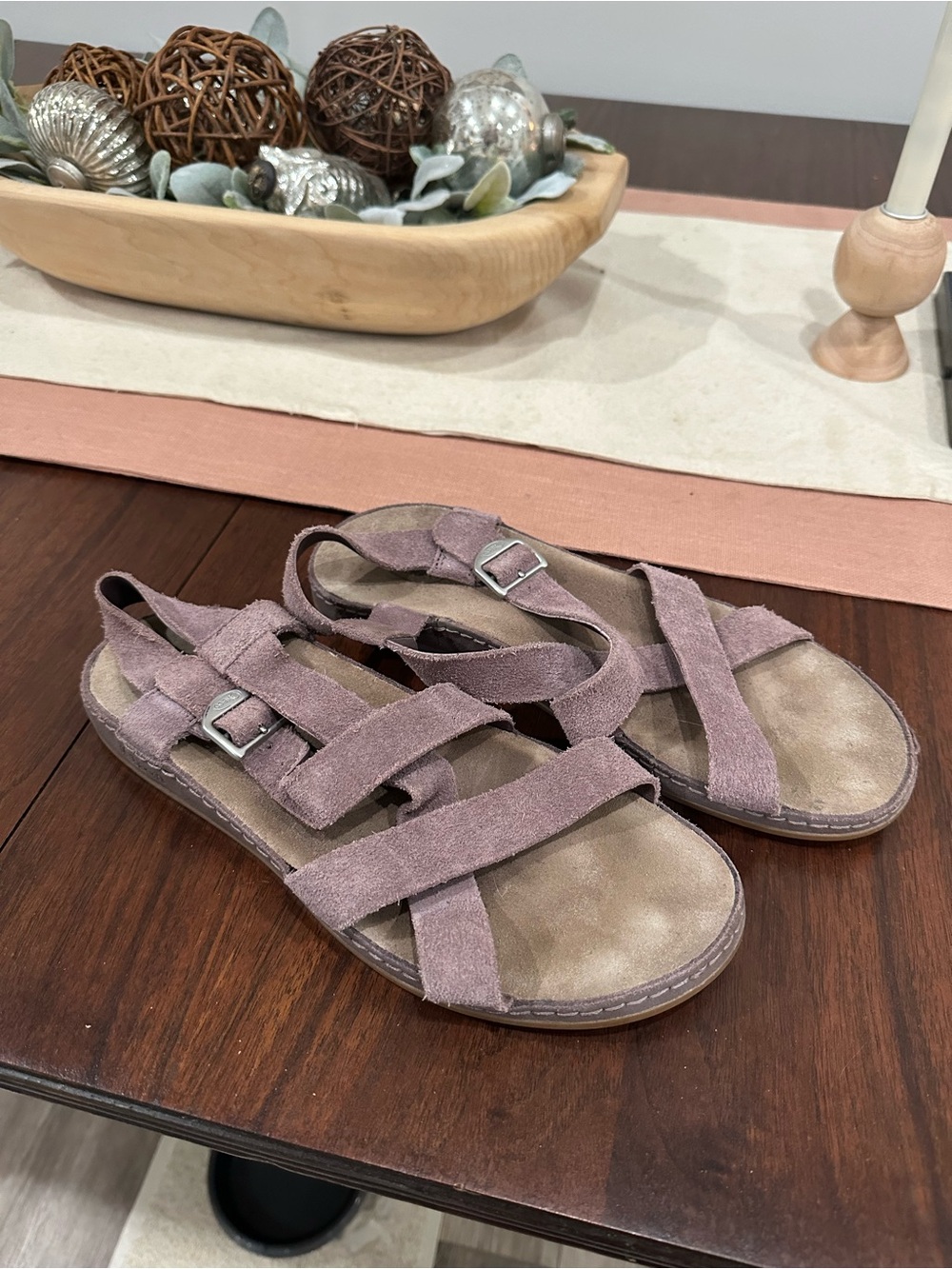 Chaco Women's Suede Strappy Sandals in Dusty Mauve
